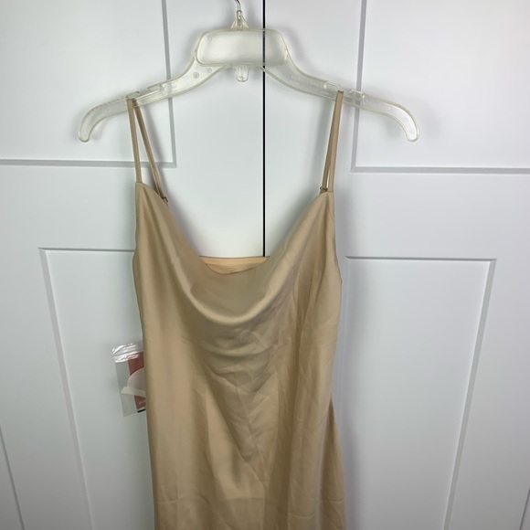 NWT Birdy Grey SMALL Lisa Midi Dress Shiny Satin Gold Sleeveless Cowl Neck - Picture 7 of 9
